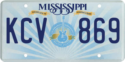 MS license plate KCV869