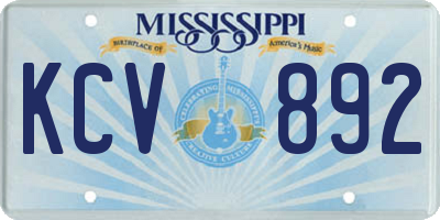 MS license plate KCV892