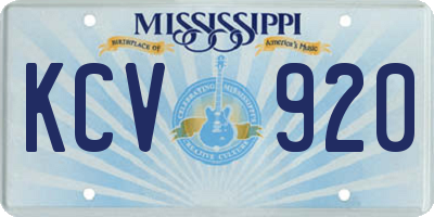 MS license plate KCV920