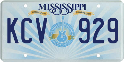 MS license plate KCV929