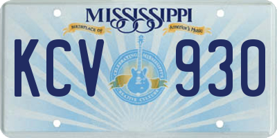 MS license plate KCV930