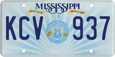 MS license plate KCV937