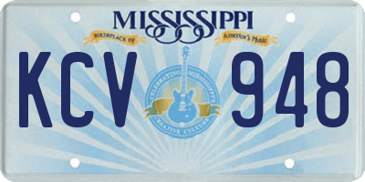 MS license plate KCV948