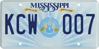 MS license plate KCW007