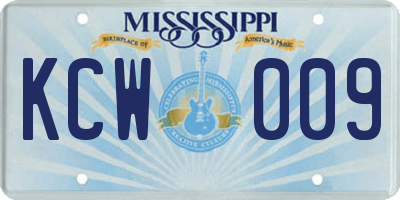 MS license plate KCW009
