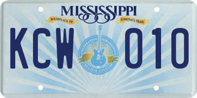 MS license plate KCW010