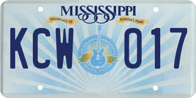 MS license plate KCW017