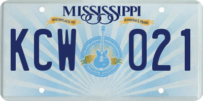 MS license plate KCW021