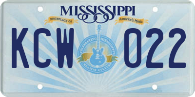 MS license plate KCW022