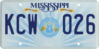 MS license plate KCW026