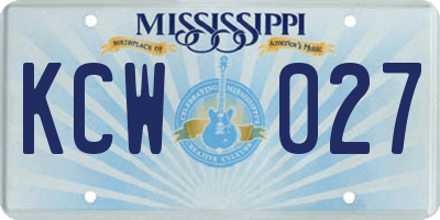 MS license plate KCW027