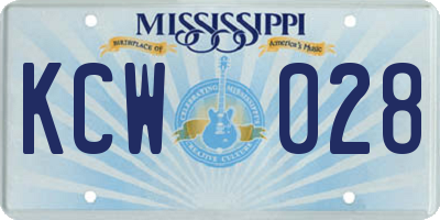 MS license plate KCW028