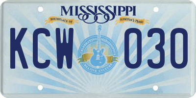 MS license plate KCW030