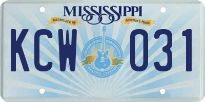 MS license plate KCW031