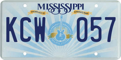 MS license plate KCW057