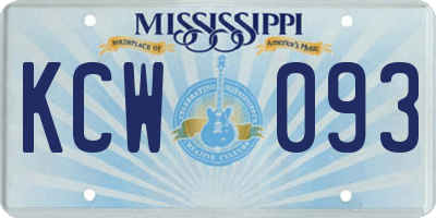 MS license plate KCW093