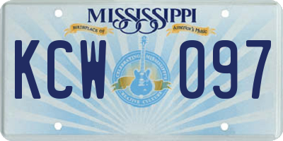 MS license plate KCW097