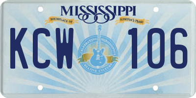 MS license plate KCW106