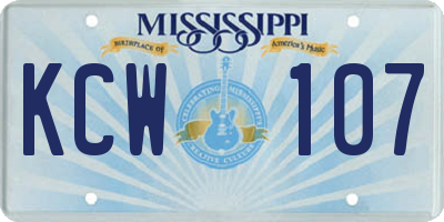 MS license plate KCW107