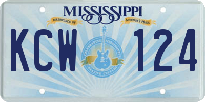 MS license plate KCW124