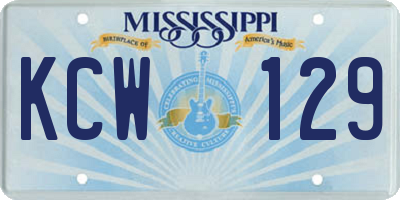 MS license plate KCW129