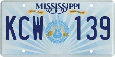 MS license plate KCW139