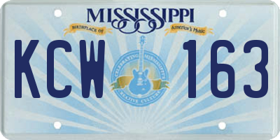 MS license plate KCW163