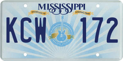 MS license plate KCW172