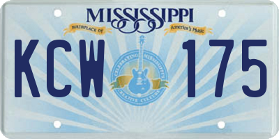MS license plate KCW175