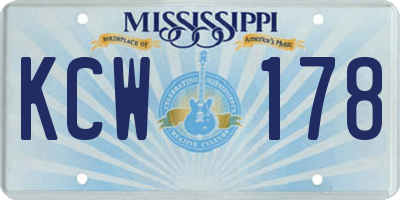 MS license plate KCW178