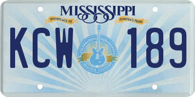 MS license plate KCW189