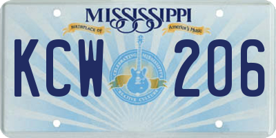 MS license plate KCW206