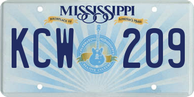 MS license plate KCW209