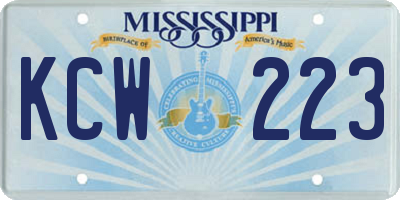 MS license plate KCW223
