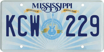 MS license plate KCW229