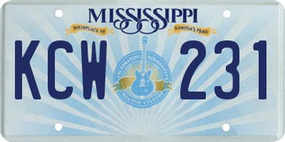 MS license plate KCW231