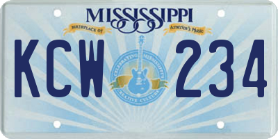 MS license plate KCW234