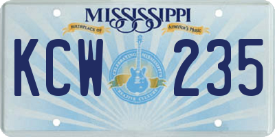 MS license plate KCW235