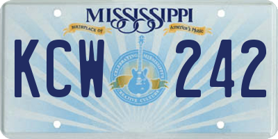MS license plate KCW242