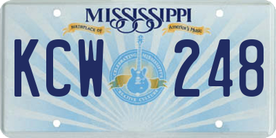 MS license plate KCW248