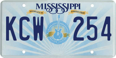 MS license plate KCW254