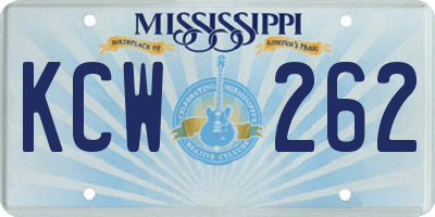 MS license plate KCW262