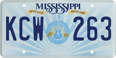 MS license plate KCW263
