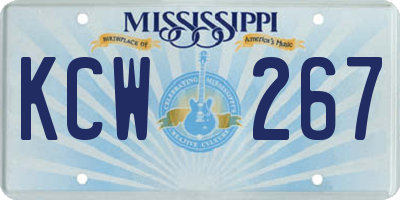 MS license plate KCW267