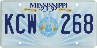 MS license plate KCW268
