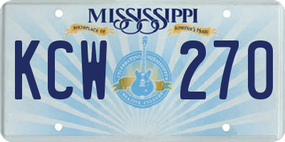 MS license plate KCW270