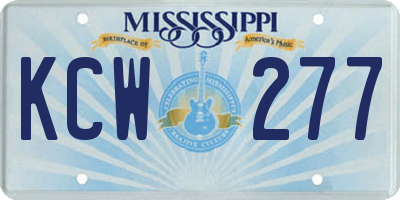 MS license plate KCW277