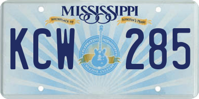MS license plate KCW285