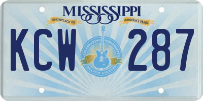 MS license plate KCW287
