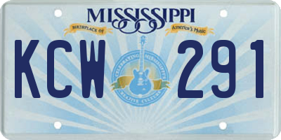 MS license plate KCW291